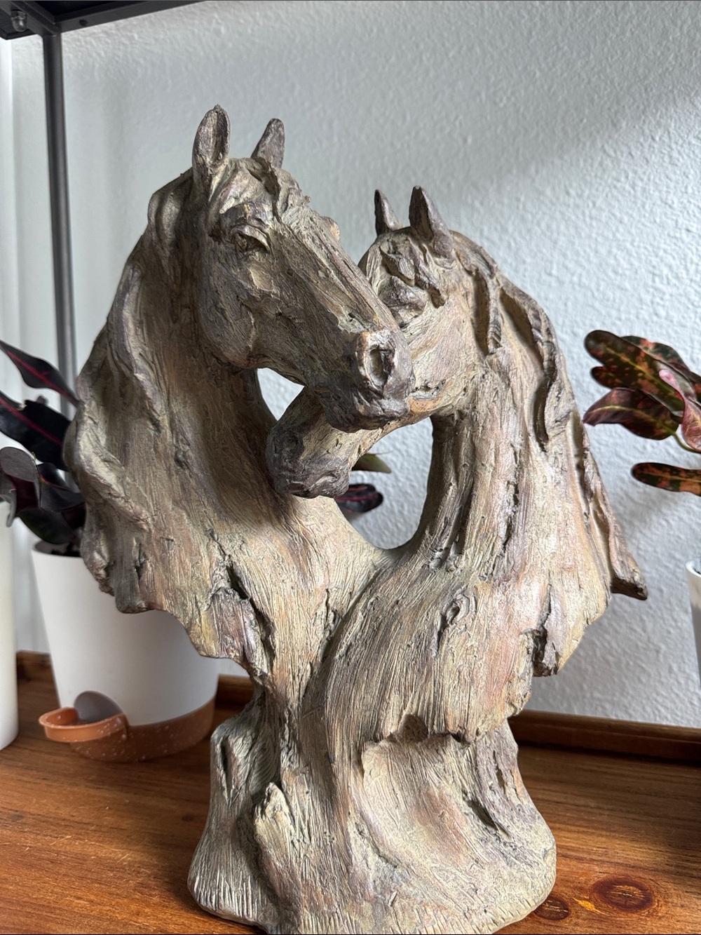 Rustic Brown Horse Head Sculpture – Decorative Drift Wood Home Art